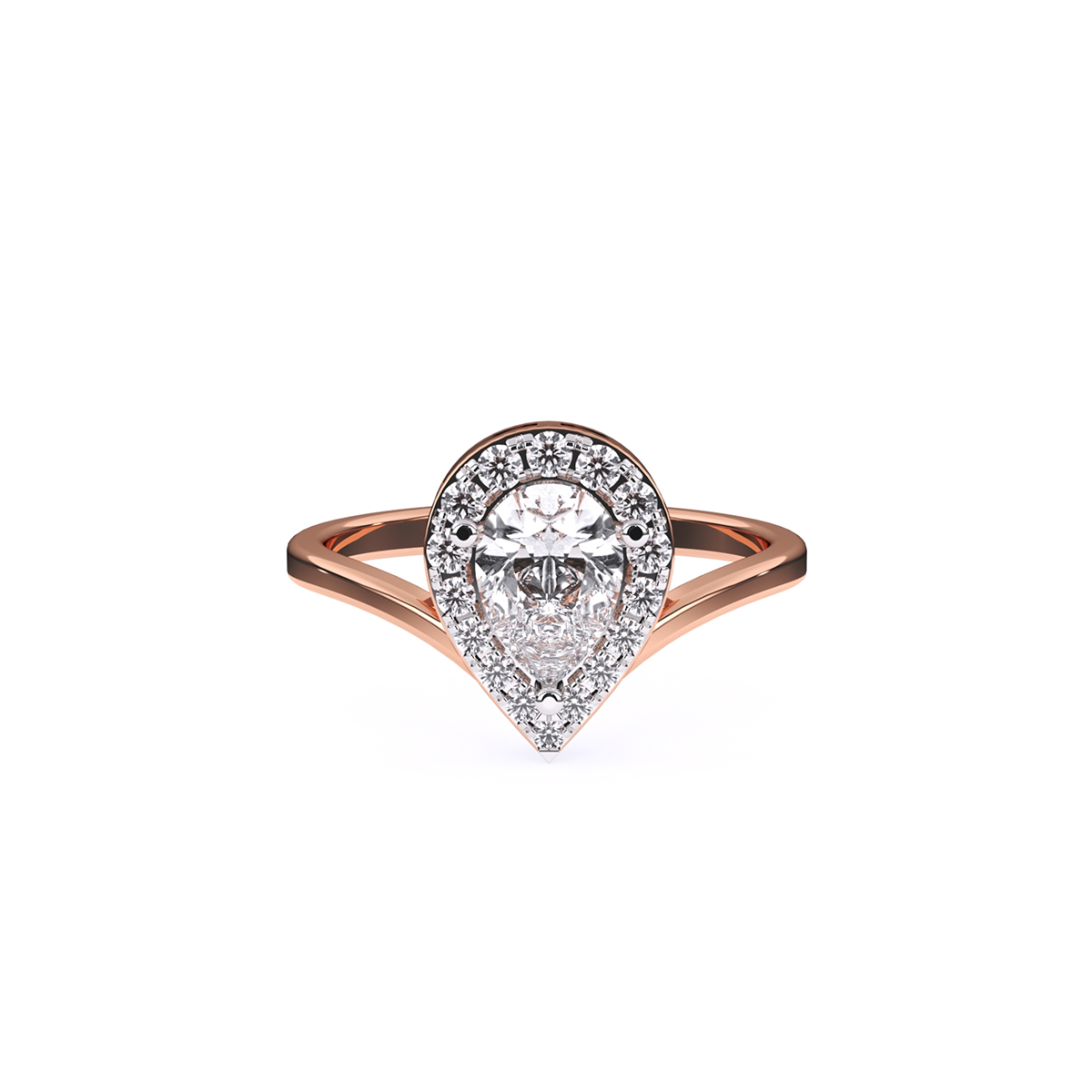 Pear Halo Solitaire Diamond Ring